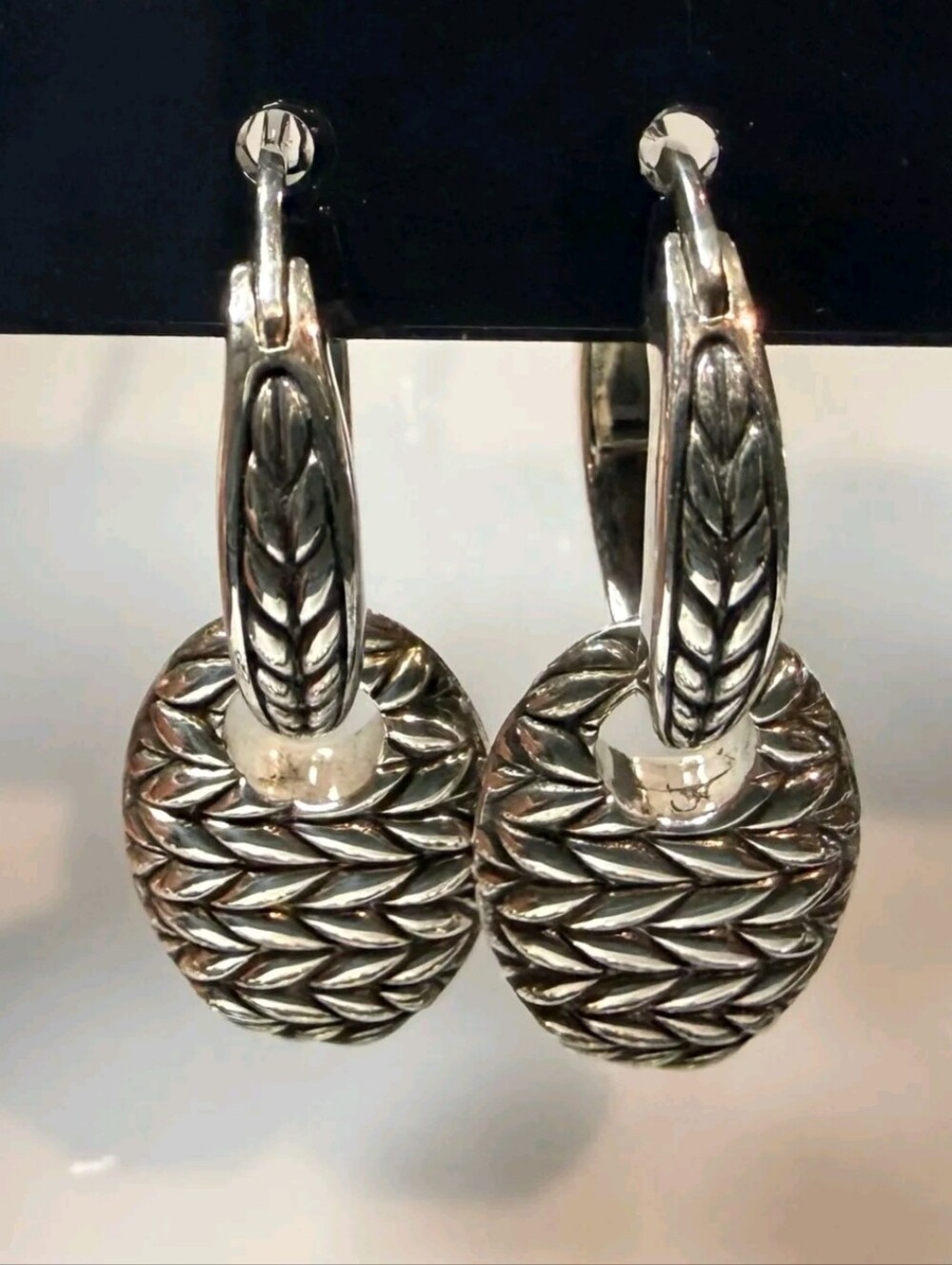 John Hardy JAI Sterling Silver Removable Mariner Link Hoop Earrings